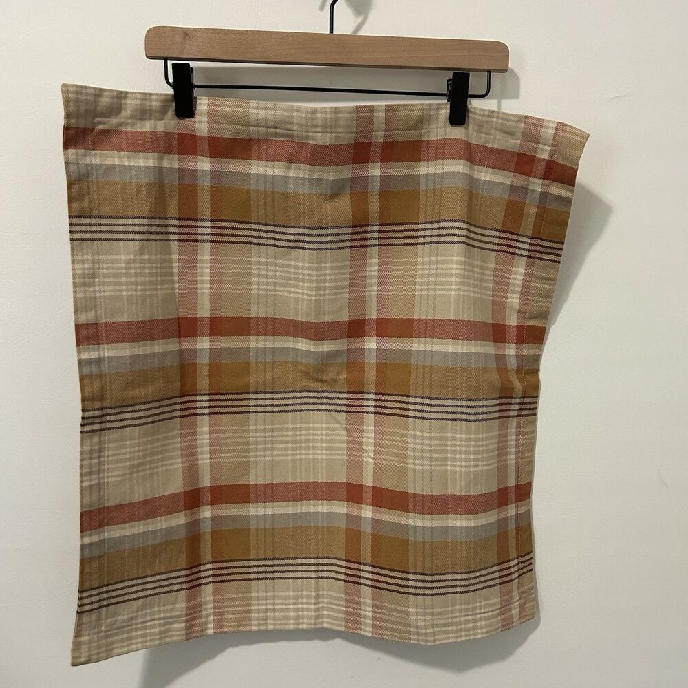 Pottery Barn Fall Plaid Pillow Cover Rust Brown Tan 20x20 Farmhouse Cottagecore